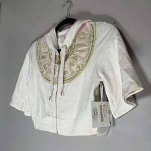 READ DESC NWT Dereon Cropped Zip Hoodie Y2K Beaded Logo Top